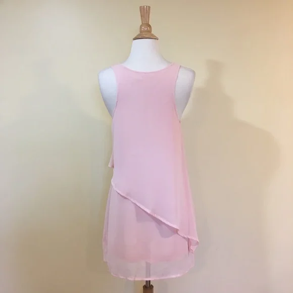 Blush Asymmetrical Ruffled Chiffon Mini Dress - Picture 8 of 8